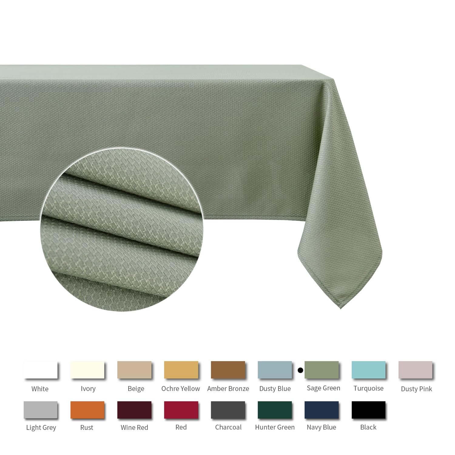 maxmill Textured Tablecloth Stain Resistant Waterproof and Wrinkle Resistant Washable Soft Table Cloth, Fabric Table Cover for Dining Room and Outdoor Use, Rectangle 60 x 120 Inch, Sage Green