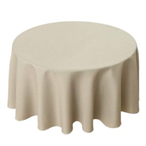 biscaynebay textured fabric tablecloths round 60" for tables' diameters from 20" to 40", natural water resistant tablecloths for dining, kitchen, wedding, parties etc. machine washable