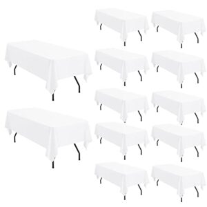 pesonlook 12 pack white tablecloth-60 x 126inch rectangle tablecloth polyester table cloth for 8 feet rectangle tables,washable fabric table cover for wedding/buffet party/dining table/events