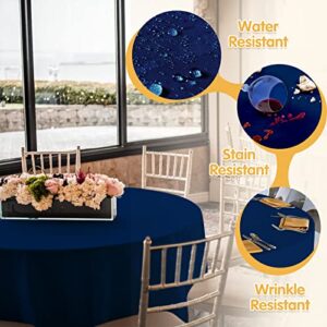 BRILLMAX 6 Pack Navy Blue Round Tablecloths 132 Inch - Circle Bulk Linen Polyester Fabric Washable Table Clothes Cover for Wedding Reception Banquet Birthday Party Buffet Restaurant