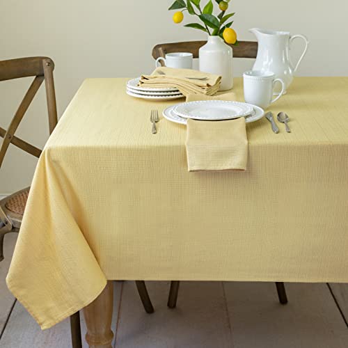 Benson Mills Textured Fabric Table Cloth, for Everyday Home Dining, Parties, Weddings & Spring Holiday Tablecloths (60" x 120" Rectangular, Sunshine/Yellow)