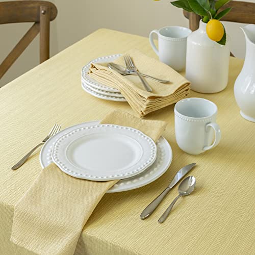 Benson Mills Textured Fabric Table Cloth, for Everyday Home Dining, Parties, Weddings & Spring Holiday Tablecloths (60" x 120" Rectangular, Sunshine/Yellow)