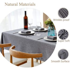 Mebakuk Rectangle Table Cloth Linen Farmhouse Tablecloth Waterproof Anti-Shrink Soft and Wrinkle Resistant Decorative Fabric Table Cover for Kitchen (Dark Grey, 60" x 104" (8-10 Seats))