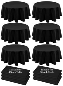 6 pack polyester round tablecloth 70 inch black table cloths water resistant polyester cloth round tablecloths washable tablecloth for party,wedding reception,restaurant banquet,bbq,dinner,gift table