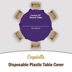 Exquisite 12-Pack Premium Plastic 84-Inch Round Tablecloth - Purple