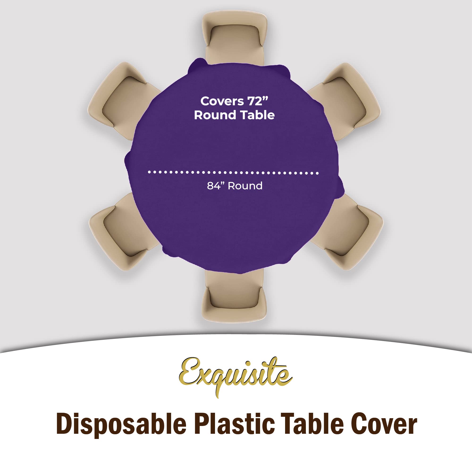 Exquisite 12-Pack Premium Plastic 84-Inch Round Tablecloth - Purple