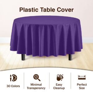 Exquisite 12-Pack Premium Plastic 84-Inch Round Tablecloth - Purple