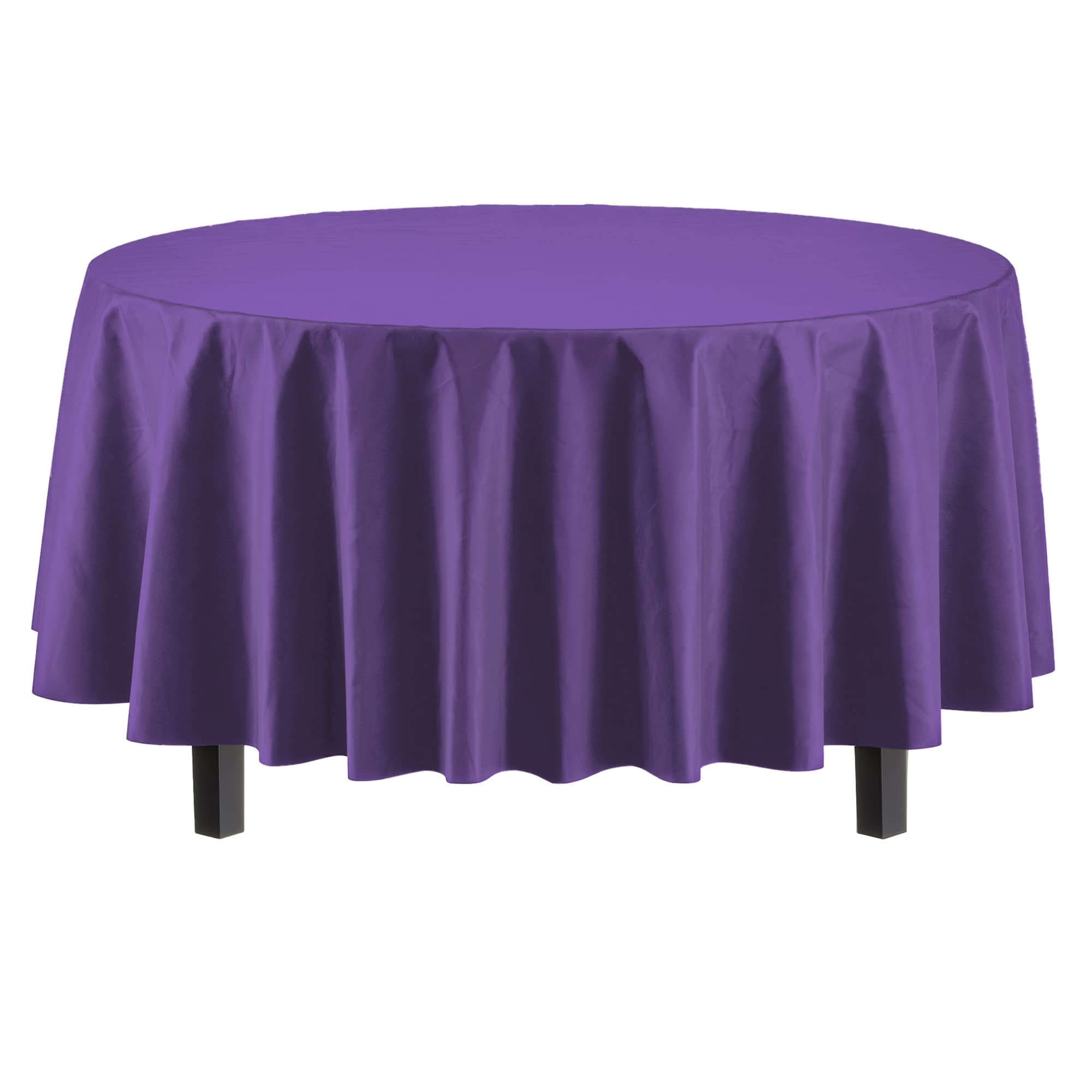 Exquisite 12-Pack Premium Plastic 84-Inch Round Tablecloth - Purple