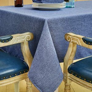 Mebakuk Rectangle Table Cloth Linen Farmhouse Tablecloth Waterproof Anti-Shrink Soft and Wrinkle Resistant Decorative Fabric Table Cover for Kitchen (Denim Blue, 52" x 70" (4-6 Seats))