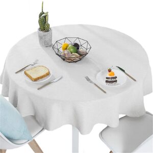 bettery home cotton linen solid color tablecloth round simple style table cover for kitchen dining tabletop linen decor (off white, round - 55 inch)