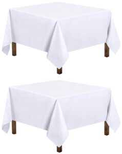 utopia kitchen square table cloth 2 pack [54x54 inches, white] tablecloth machine washable fabric polyester table cover for dining, buffet parties, picnic, events, weddings and restaurants