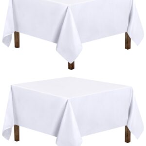 Utopia Kitchen Square Table Cloth 2 Pack [54x54 Inches, White] Tablecloth Machine Washable Fabric Polyester Table Cover for Dining, Buffet Parties, Picnic, Events, Weddings and Restaurants