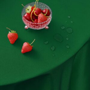 MEANMOY Green 210 GSM Water & Stain Resistant Round Tablecloth for Circle Table - Solid 48 Inch Table Cloth Cover in Wrinkle Free Durable Washable Polyester Fabric for Wedding, Party, Banquet, Dinner