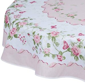 rose printed tablecloth 60 inch round or 61"x98" rectangle tablecloth fabric table cover for kitchen, dining room and party (155 cm ≅ 60 inch round)