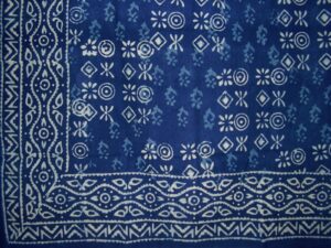 hand block printed square dabu cotton tablecloth 70" x 70" indigo blue