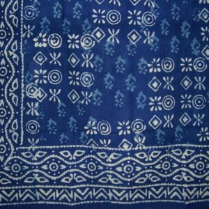 Hand Block Printed Square Dabu Cotton Tablecloth 70" x 70" Indigo Blue