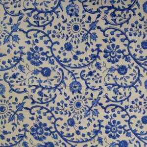 Homestead Rajasthan Block Print Cotton Tablecloth 90" x 60" Blue