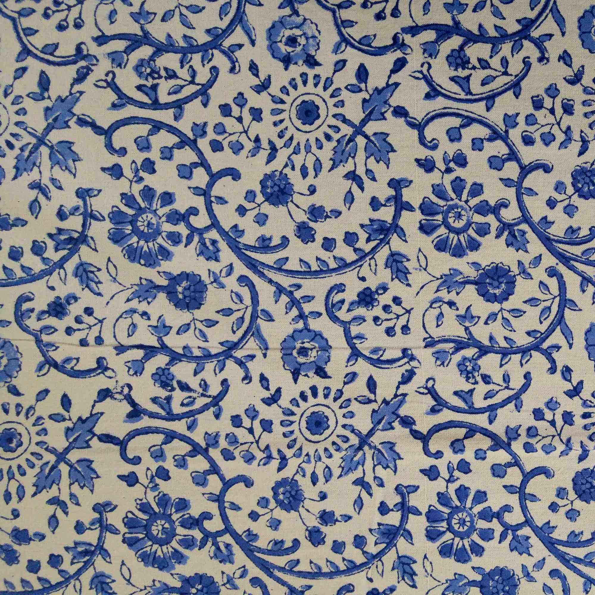 Homestead Rajasthan Block Print Cotton Tablecloth 90" x 60" Blue