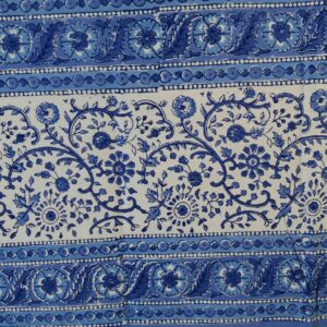 Homestead Rajasthan Block Print Cotton Tablecloth 90" x 60" Blue