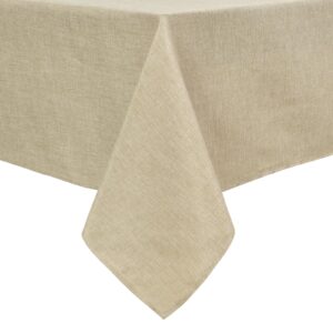 hiasan faux linen rectangle tablecloth - wrinkle and stain resistant washable table cloth for kitchen dining room holiday table cover for party dinner, beige, 60 x 102 inch