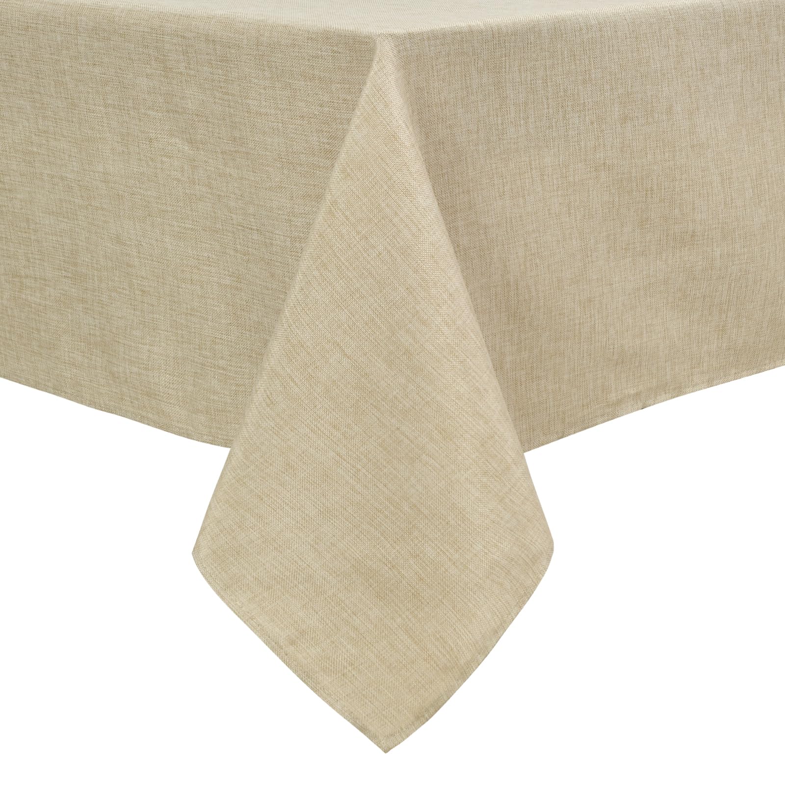 Hiasan Faux Linen Rectangle Tablecloth - Wrinkle and Stain Resistant Washable Table Cloth for Kitchen Dining Room Holiday Table Cover for Party Dinner, Beige, 60 x 102 Inch