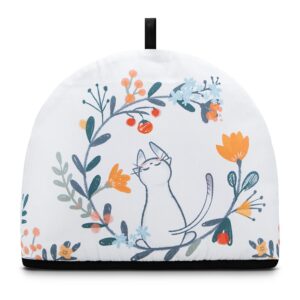 adhafera tea cozy, tea cozy for teapot with the cat and penguin pattern, gifts with 100% cotton polyester wadding cover, for kitchen and dining