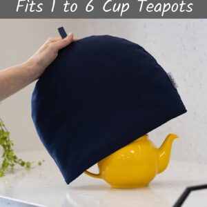 Muldale Large Tea Cozy for Teapot - Oxford Navy - Teapot Cozy Cover Insulated to Keep Warm Thermal 100% Cotton Extra Thick Wadding - Made in England - Tea Cozies Covers Fit 1 to 6 Cup