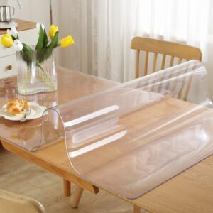 ostepdecor clear table protector 36 x 60 inch, 1.5mm thick plastic table cover protector, table protector for dining room table, vinyl clear tablecloth protector, table pad mat for wood table, kitchen