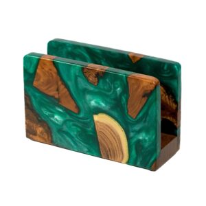 RWA resinwood.art – Luxury Wooden Napkin Holder for table decoration. Modern Napkin Storage Dispenser Decor for Home, Kitchen, Restaurant, Café and Bar (Emerald Green, rectangular)