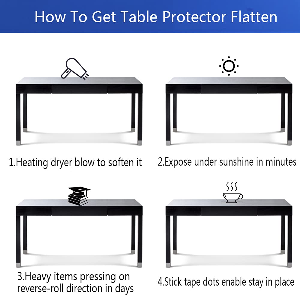 SPLENDEFUL 44x108 inch Clear PVC Conference Table Cover Protector Eco Plastic Crystal Kitchen Countertop Topper Protective Table Pad for Large Dining Room Party Table Meeting Table Pub Bar Desk