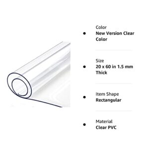 Clear Plastic Protector Wood Furniture Table Topper Protective Cover Dining Living Room Countertop Thick PVC Tablecloth Vinyl Mat Tabletop Protection Pad Wipeable Waterproof Table Cloths 20 x 60 Inch