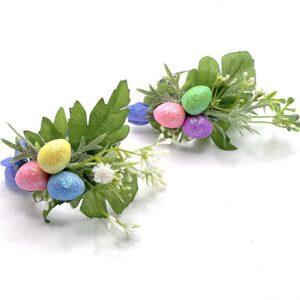 Easter Eggs Spring Napkin Rings & Yellow Flowers table decor decorations - Set of 6