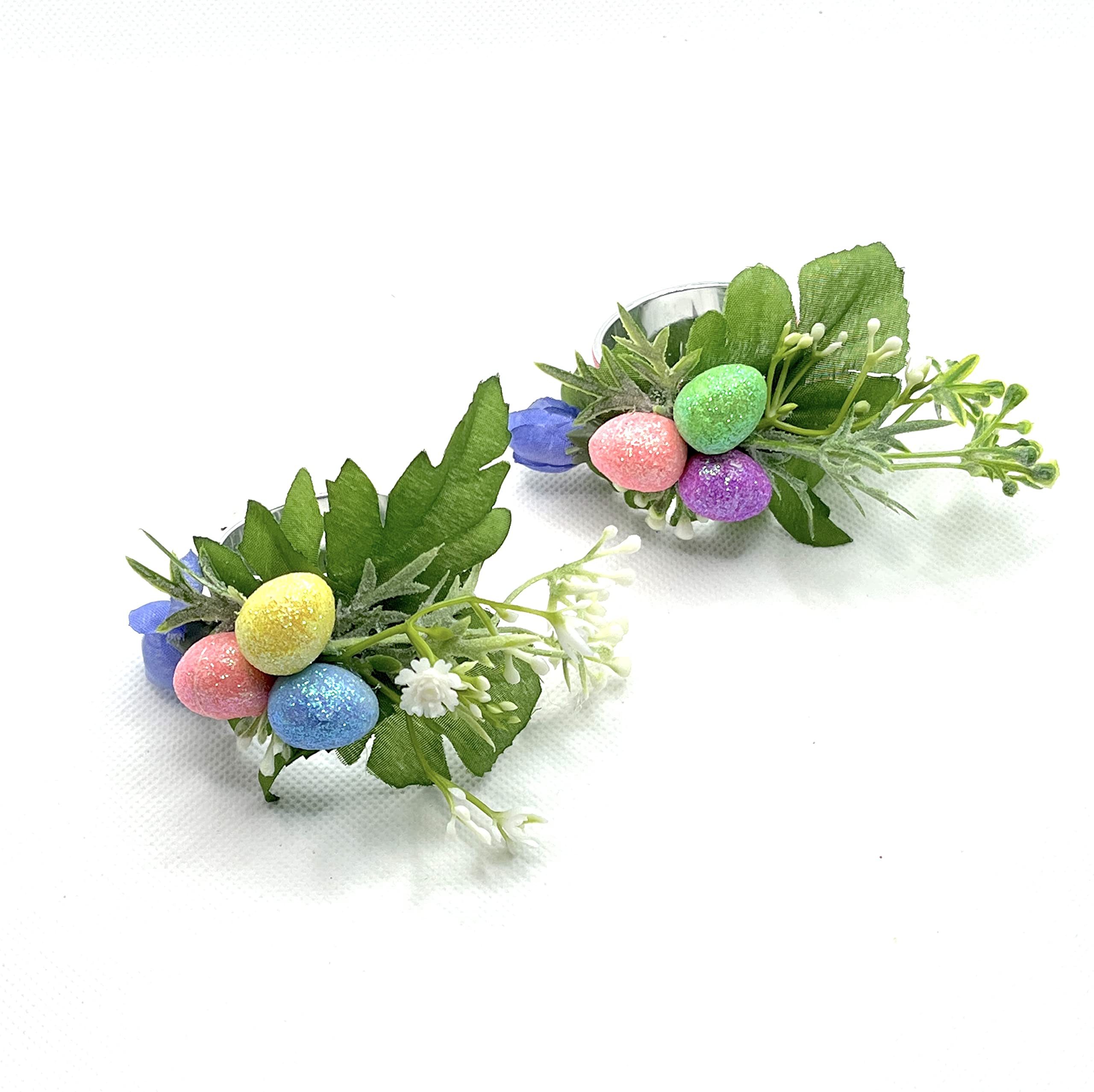 Easter Eggs Spring Napkin Rings & Yellow Flowers table decor decorations - Set of 6