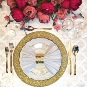 YESHIN 100 Pcs Premium Napkin Rings Laser Cut Foil Paper Napkin Holder for Wedding Party Dinner Table Decor,Special Events and Catering Services (Gold)