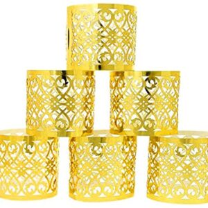 YESHIN 100 Pcs Premium Napkin Rings Laser Cut Foil Paper Napkin Holder for Wedding Party Dinner Table Decor,Special Events and Catering Services (Gold)