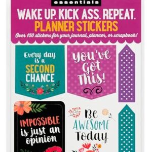 Essentials Planner Stickers -- Wake Up Kick Ass Repeat (Set of 150 Stickers)