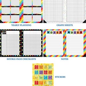 Carson Dellosa Celebrate Learning Teacher Planner, 8" x 11" Spiral Bound Planner With Planner Stickers, Undated Homeschool Planner & Lesson Planner Book for Teachers