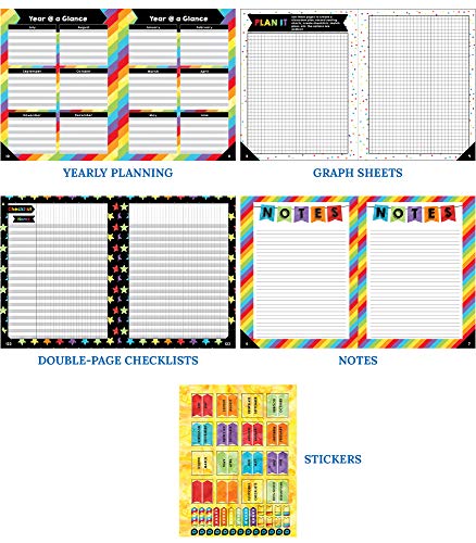 Carson Dellosa Celebrate Learning Teacher Planner, 8" x 11" Spiral Bound Planner With Planner Stickers, Undated Homeschool Planner & Lesson Planner Book for Teachers