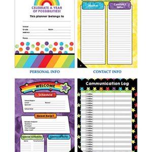 Carson Dellosa Celebrate Learning Teacher Planner, 8" x 11" Spiral Bound Planner With Planner Stickers, Undated Homeschool Planner & Lesson Planner Book for Teachers