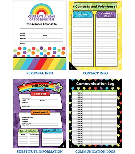 Carson Dellosa Celebrate Learning Teacher Planner, 8" x 11" Spiral Bound Planner With Planner Stickers, Undated Homeschool Planner & Lesson Planner Book for Teachers