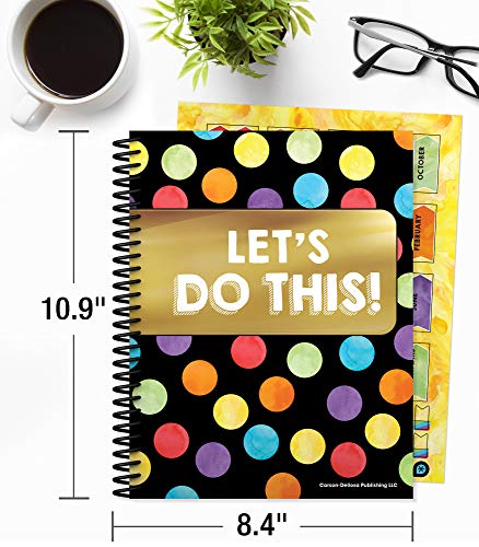 Carson Dellosa Celebrate Learning Teacher Planner, 8" x 11" Spiral Bound Planner With Planner Stickers, Undated Homeschool Planner & Lesson Planner Book for Teachers