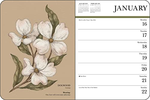 Floriography 12-Month 2023 Monthly/Weekly Planner Calendar: Secret Meaning of Flowers