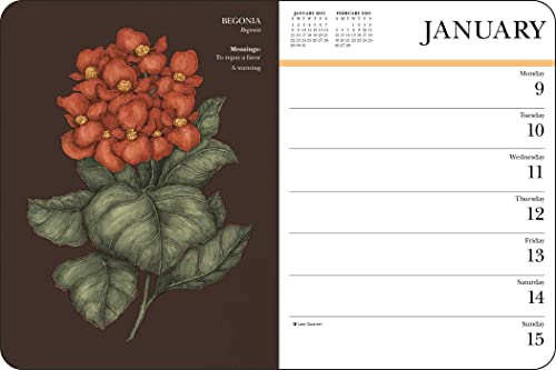 Floriography 12-Month 2023 Monthly/Weekly Planner Calendar: Secret Meaning of Flowers