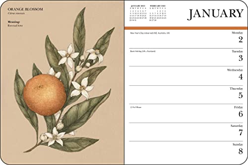 Floriography 12-Month 2023 Monthly/Weekly Planner Calendar: Secret Meaning of Flowers