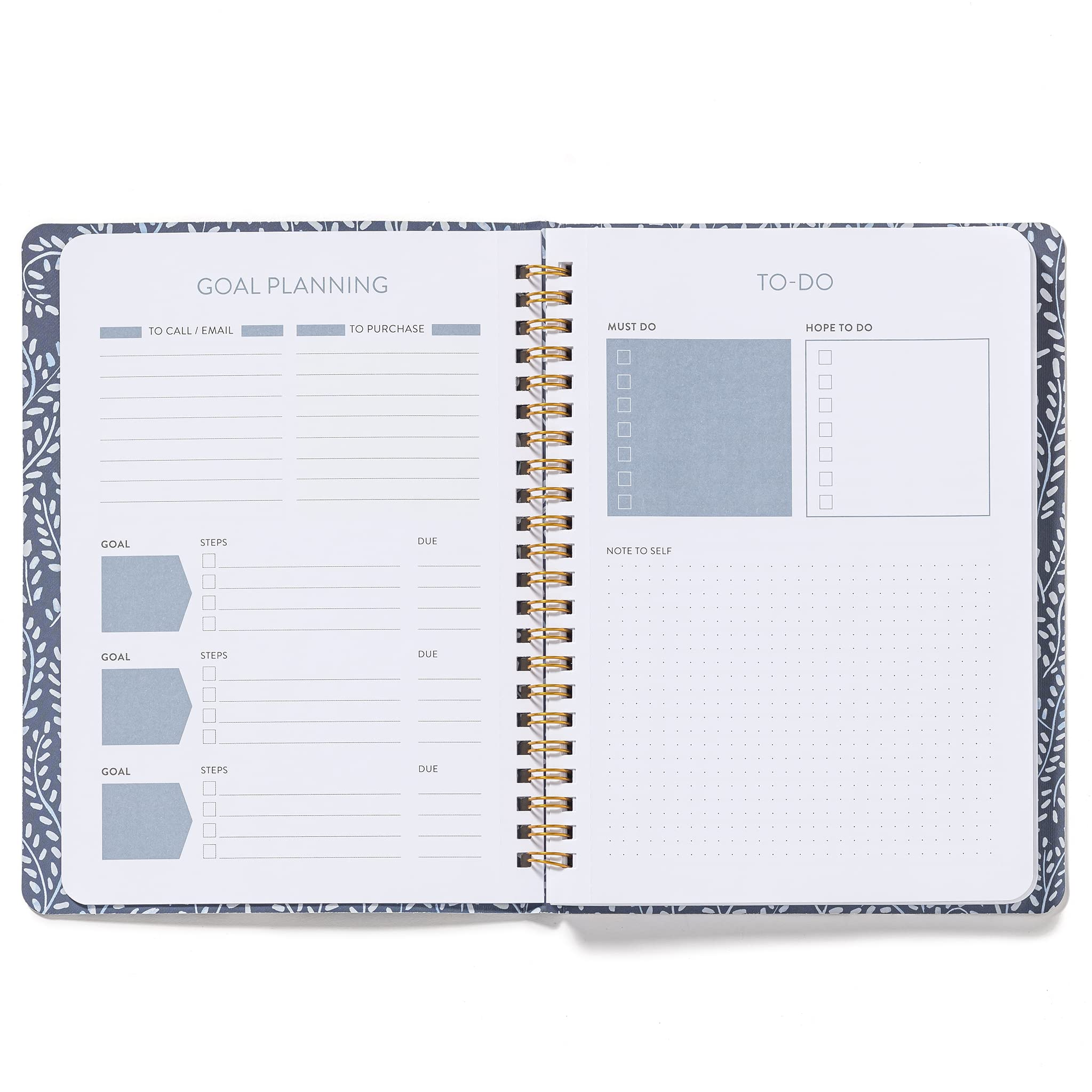 High Note Personal Planning Notebook, Non-Dated Planner - Garden Bee, 144 Lined Pages, 6" x 8.25"