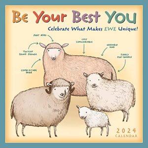 be your best you 2024 mini calendar: celebrate what makes ewe unique — illustrations by sophie corrigan, 7" x 7"