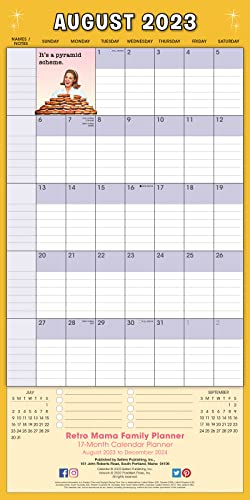 2024 Family Planner, 17-Month Calendar Planner: August 2023 - December 2024, 12" x 12" - Retro Mama