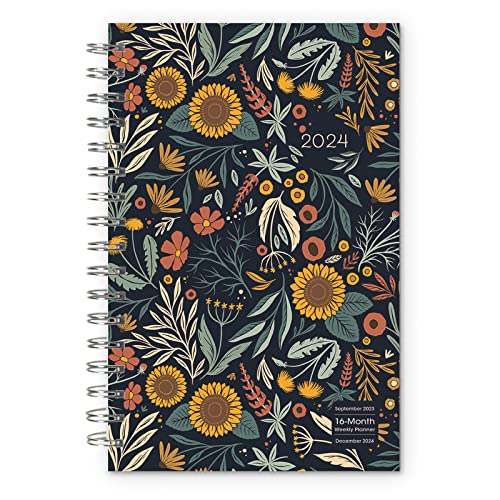 2024 Weekly & Monthly Planner, 16-Month Engagement Calendar: September 2022 - December 2023, 9" x 6" - Harvest Sunflowers