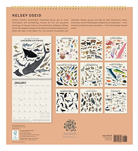 High Note 2024 Monthly Wall Calendar Planner, 16-Month Art Calendar: September 2023 - December 2024, 11" x 12" - Orders of The Animals