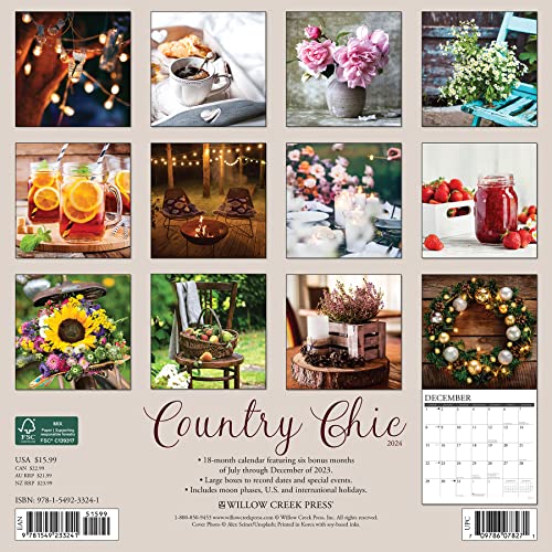 Willow Creek Press Country Chic Monthly 2024 Wall Calendar (12" x 12")